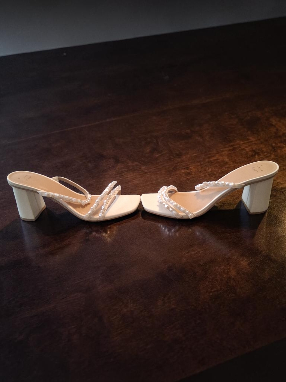 a new day Pearl-Embellished White Block Heel Sandals - Picture 5 of 8